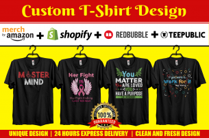 I will do custom bulk and typography t shirt design for pod